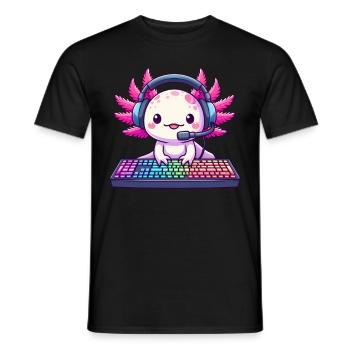 Gamesolotl Axolotl PC Gaming Gamer Lecteur vidéo - T-shirt homme - noir - Devant - AI Model Male 178 light (178cm)