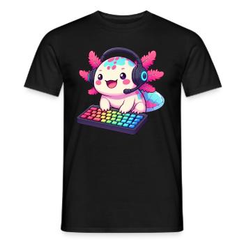 Gamesolotl Axolotl PC Gaming Gamer Lecteur vidéo - T-shirt homme - noir - Devant - AI Model Male 178 light (178cm)