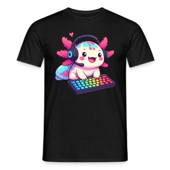 Gamesolotl Axolotl PC Gaming Gamer Lecteur vidéo - T-shirt homme - noir - Devant - AI Model Male 178 light (178cm)