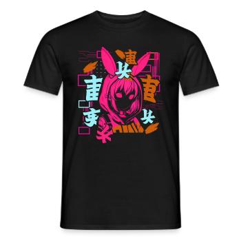 Anime Mädchen Japanische Farbenfroh Cyberpunk - Männer T-Shirt - Schwarz - Vorne - AI Model Male 178 light (178cm)