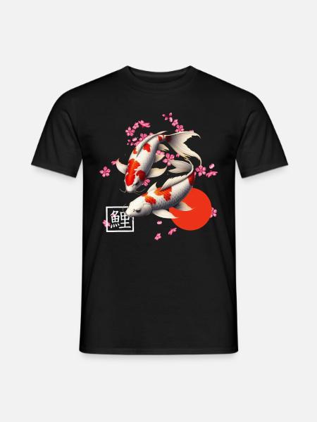 Japanischer Koi Karpfen Nishikigoi Fisch - T-shirt herr - svart