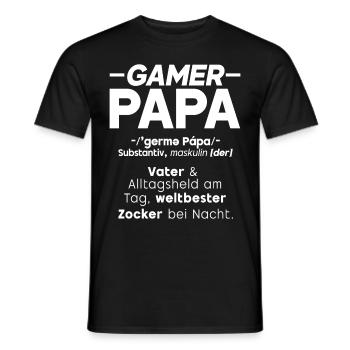Gamer Papa Papa Amateur de jeux vidéo PC - T-shirt homme - noir - Devant - AI Model Male 178 light (178cm)
