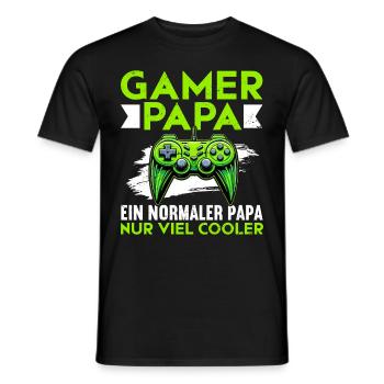 Gamer Papa Papa Amateur de jeux vidéo PC - T-shirt homme - noir - Devant - AI Model Male 178 light (178cm)
