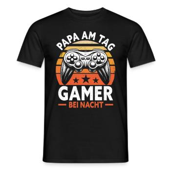 Gamer Papa Papa Amateur de jeux vidéo PC - T-shirt homme - noir - Devant - AI Model Male 178 light (178cm)