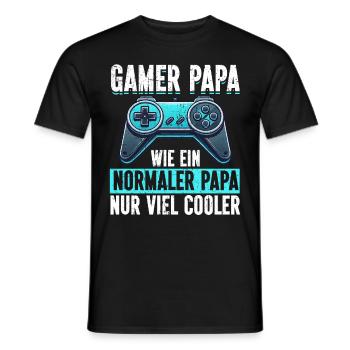 Gamer Papa Papa Amateur de jeux vidéo PC - T-shirt homme - noir - Devant - AI Model Male 178 light (178cm)