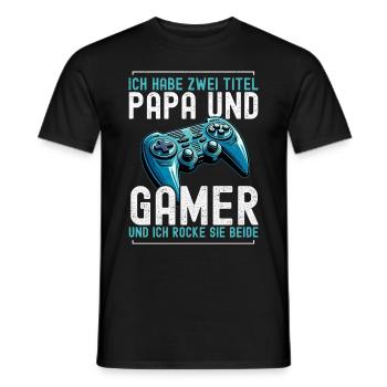 Gamer Papa Papa Amateur de jeux vidéo PC - T-shirt homme - noir - Devant - AI Model Male 178 light (178cm)