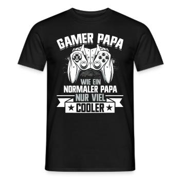 Gamer Papa Papa Amateur de jeux vidéo PC - T-shirt homme - noir - Devant - AI Model Male 178 light (178cm)