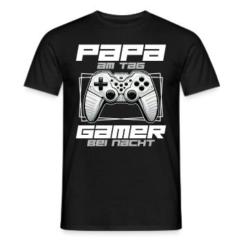 Gamer Papa Papa Amateur de jeux vidéo PC - T-shirt homme - noir - Devant - AI Model Male 178 light (178cm)