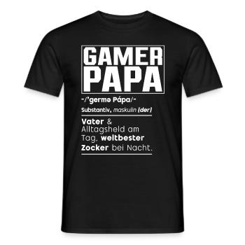Gamer Papa Papa Amateur de jeux vidéo PC - T-shirt homme - noir - Devant - AI Model Male 178 light (178cm)