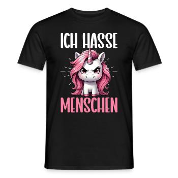 I hate people funny unicorn stinky finger - Men's T-Shirt - black - Front - AI Model Male 178 light (178cm)
