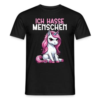 Ich Hasse Menschen Lustig Einhorn Stinkefinger - Männer T-Shirt - Schwarz - Vorne - AI Model Male 178 light (178cm)