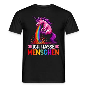 I hate people funny unicorn stinky finger - Men's T-Shirt - black - Front - AI Model Male 178 light (178cm)