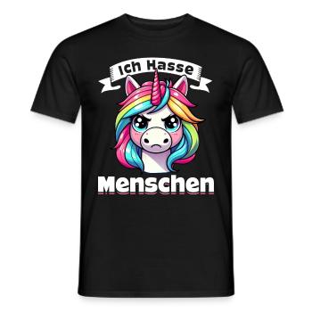 I hate people funny unicorn stinky finger - Men's T-Shirt - black - Front - AI Model Male 178 light (178cm)