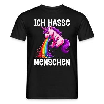 Ich Hasse Menschen Lustig Einhorn Stinkefinger - Männer T-Shirt - Schwarz - Vorne - AI Model Male 178 light (178cm)