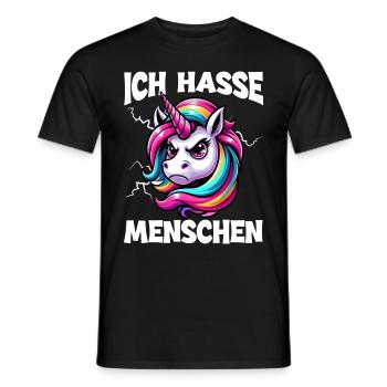 Je déteste les gens drôle licorne doigt puant - T-shirt homme - noir - Devant - AI Model Male 178 light (178cm)