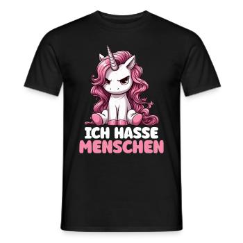 Je déteste les gens drôle licorne doigt puant - T-shirt homme - noir - Devant - AI Model Male 178 light (178cm)