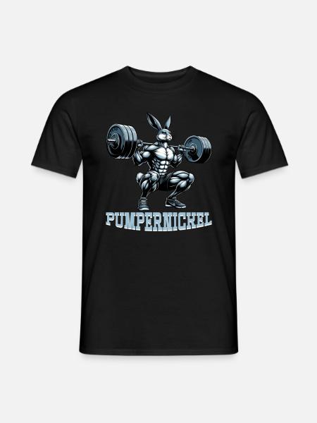 Pumpernickel-Kaninchen Fitnesstrainer Bodybuilder - Männer T-Shirt - Schwarz