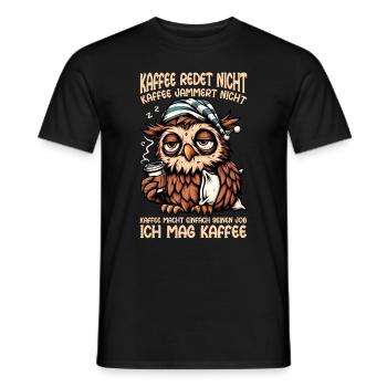 Coffee Doesn't Talk Owl Coffee Drinker Sarcasm - Men's T-Shirt - black - Front - AI Model Male 178 light (178cm)