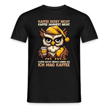 Coffee Doesn't Talk Owl Coffee Drinker Sarcasm - Men's T-Shirt - black - Front - AI Model Male 178 light (178cm)