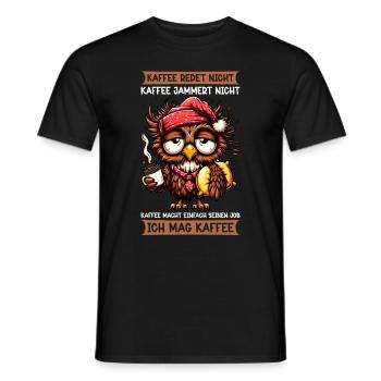 Coffee Doesn't Talk Owl Coffee Drinker Sarcasm - Men's T-Shirt - black - Front - AI Model Male 178 light (178cm)