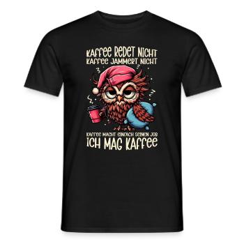 Coffee Doesn't Talk Owl Coffee Drinker Sarcasm - Men's T-Shirt - black - Front - AI Model Male 178 light (178cm)