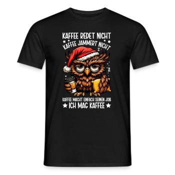 Coffee Doesn't Talk Owl Coffee Drinker Sarcasm - Men's T-Shirt - black - Front - AI Model Male 178 light (178cm)