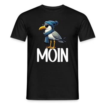 Moin Seagull Northern Germany Greetings Baltic Sea North Sea - Men's T-Shirt - black - Front - AI Model Male 178 light (178cm)