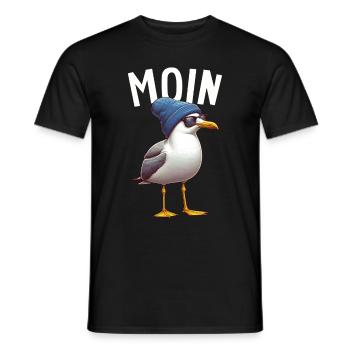 Moin Seagull Northern Germany Greetings Baltic Sea North Sea - Men's T-Shirt - black - Front - AI Model Male 178 light (178cm)
