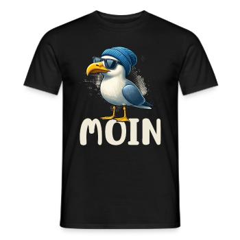 Moin Seagull Allemagne du Nord Salutations Mer Baltique Mer du Nord - T-shirt homme - noir - Devant - AI Model Male 178 light (178cm)
