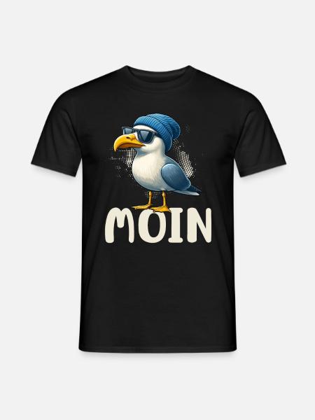 Moin Möwe Norddeutschland Gruß Ostsee Nordsee - Männer T-Shirt - Schwarz