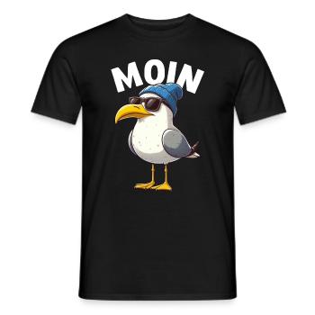 Moin Seagull Northern Germany Greetings Baltic Sea North Sea - Men's T-Shirt - black - Front - AI Model Male 178 light (178cm)