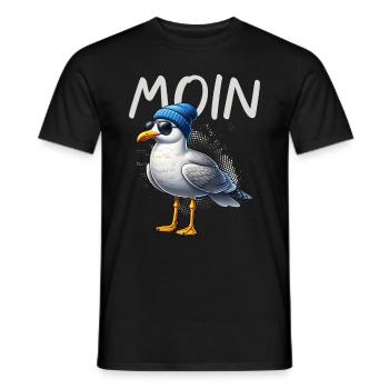 Moin Seagull Northern Germany Greetings Baltic Sea North Sea - Men's T-Shirt - black - Front - AI Model Male 178 light (178cm)