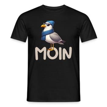Moin Seagull Northern Germany Greetings Baltic Sea North Sea - Men's T-Shirt - black - Front - AI Model Male 178 light (178cm)
