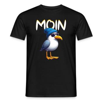 Moin Seagull Northern Germany Greetings Baltic Sea North Sea - Men's T-Shirt - black - Front - AI Model Male 178 light (178cm)