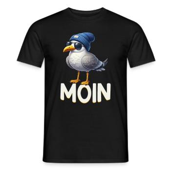 Moin Seagull Northern Germany Greetings Baltic Sea North Sea - Men's T-Shirt - black - Front - AI Model Male 178 light (178cm)