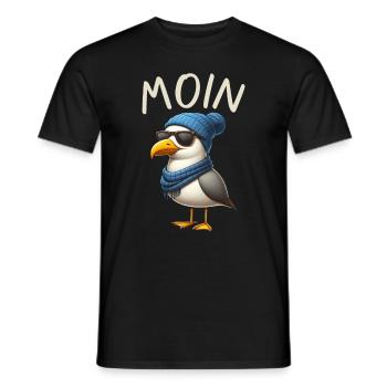 Moin Seagull Allemagne du Nord Salutations Mer Baltique Mer du Nord - T-shirt homme - noir - Devant - AI Model Male 178 light (178cm)