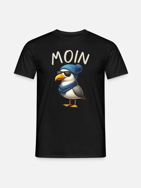 Moin Möwe Norddeutschland Gruß Ostsee Nordsee - Männer T-Shirt - Schwarz