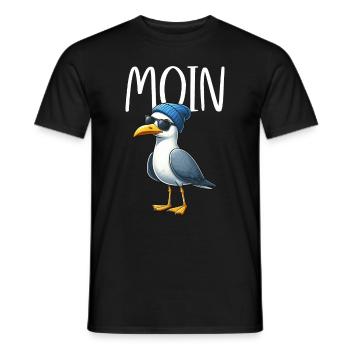 Moin Seagull Northern Germany Greetings Baltic Sea North Sea - Men's T-Shirt - black - Front - AI Model Male 178 light (178cm)