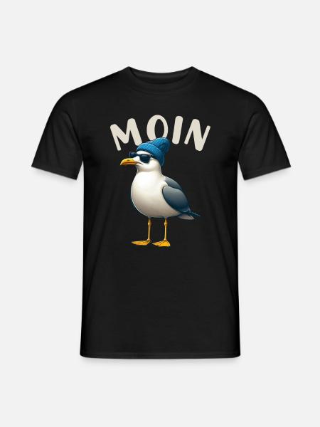 Moin Möwe Norddeutschland Gruß Ostsee Nordsee - Männer T-Shirt - Schwarz