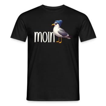 Moin Seagull Northern Germany Greetings Baltic Sea North Sea - Men's T-Shirt - black - Front - AI Model Male 178 light (178cm)