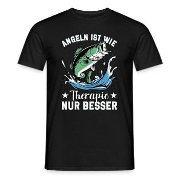 Angel Fischer Angler Angelurlaub Fischjäger - Männer T-Shirt - Schwarz - Vorne - AI Model Male 178 light (178cm)