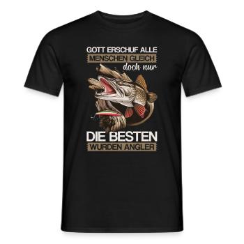 Angel Fischer Angler Angelurlaub Fischjäger - Männer T-Shirt - Schwarz - Vorne - AI Model Male 178 light (178cm)