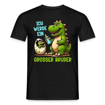 Je vais être grand frère dinosaure nouveau frère - T-shirt homme - noir - Devant - AI Model Male 178 light (178cm)