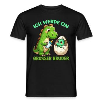 Je vais être grand frère dinosaure nouveau frère - T-shirt homme - noir - Devant - AI Model Male 178 light (178cm)