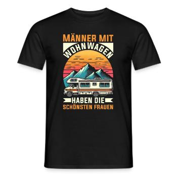 Camper Wohnwagen Lagerfeuer Campingurlaub - Männer T-Shirt - Schwarz - Vorne - AI Model Male 178 light (178cm)