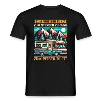Camper Wohnwagen Lagerfeuer Campingurlaub - Männer T-Shirt - Schwarz - Vorne - AI Model Male 178 light (178cm)