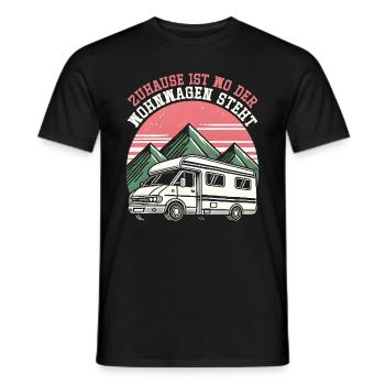 Camper Wohnwagen Lagerfeuer Campingurlaub - Männer T-Shirt - Schwarz - Vorne - AI Model Male 178 light (178cm)