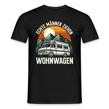 Camper Wohnwagen Lagerfeuer Campingurlaub - Männer T-Shirt - Schwarz - Vorne - AI Model Male 178 light (178cm)