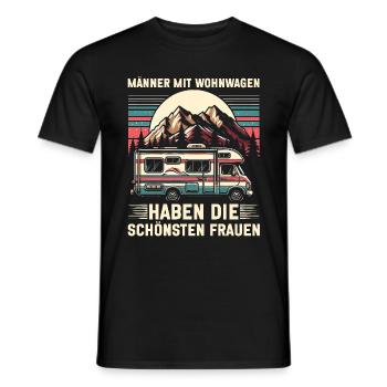Camper Wohnwagen Lagerfeuer Campingurlaub - Männer T-Shirt - Schwarz - Vorne - AI Model Male 178 light (178cm)
