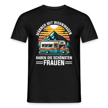 Camper Wohnwagen Lagerfeuer Campingurlaub - Männer T-Shirt - Schwarz - Vorne - AI Model Male 178 light (178cm)